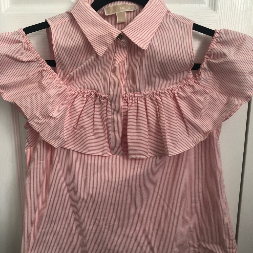 Michael Kors Orange and white striped blouse